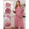 image:imageEkouaer Nursing Pajamas Maternity Robe Set 3 Pieces Postpartum Maternity Pajama Set Pregnancy Breastfeeding PjGrey Purple