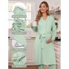 image:imageEkouaer Nursing Pajamas Maternity Robe Set 3 Pieces Postpartum Maternity Pajama Set Pregnancy Breastfeeding PjLight Green