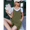 image:imageEkouaer Rompers for Women Summer Casual Sleeveless Spaghetti Strap Shorts Overalls Jumpsuits Beach Outfits with PocketsArmy Green