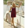 image:imageEkouaer Rompers for Women Summer Casual Sleeveless Spaghetti Strap Shorts Overalls Jumpsuits Beach Outfits with PocketsDark Red