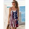 image:imageEkouaer Rompers for Women Summer Casual Sleeveless Spaghetti Strap Shorts Overalls Jumpsuits Beach Outfits with PocketsFlagred Blue