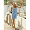 image:imageEkouaer Rompers for Women Summer Casual Sleeveless Spaghetti Strap Shorts Overalls Jumpsuits Beach Outfits with PocketsLight Blue