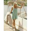 image:imageEkouaer Rompers for Women Summer Casual Sleeveless Spaghetti Strap Shorts Overalls Jumpsuits Beach Outfits with PocketsLight Green