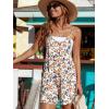 image:imageEkouaer Rompers for Women Summer Casual Sleeveless Spaghetti Strap Shorts Overalls Jumpsuits Beach Outfits with PocketsWhite Orangefloral
