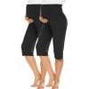 image:imageEkouaer 2 Pack Womens Capris Maternity Shorts High Waist Pregnancy Cropprd Pants Stretchy Lounge BottomsBlackBlack