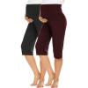 image:imageEkouaer 2 Pack Womens Capris Maternity Shorts High Waist Pregnancy Cropprd Pants Stretchy Lounge BottomsBlackDark Red