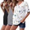 image:imageEkouaer Maternity Shirts 3 Pack Womens Short Sleeve Pregnancy Tops V Neck Split Side Mama Clothes SXXL3 Pcs Black Grey White Flower
