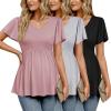 image:imageEkouaer Maternity Shirts 3 Packs Flying Short Sleeve Maternity Tops V Neck TShirt Pregnancy Clothes SXXLBlackLight GreyDirty Pink