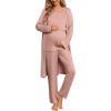 image:imageEkouaer Nursing Pajamas Maternity Robe Set 3 Pieces Postpartum Maternity Pajama Set Pregnancy Breastfeeding PjDusty Pink
