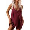 image:imageEkouaer Rompers for Women Summer Casual Sleeveless Spaghetti Strap Shorts Overalls Jumpsuits Beach Outfits with PocketsDark Red