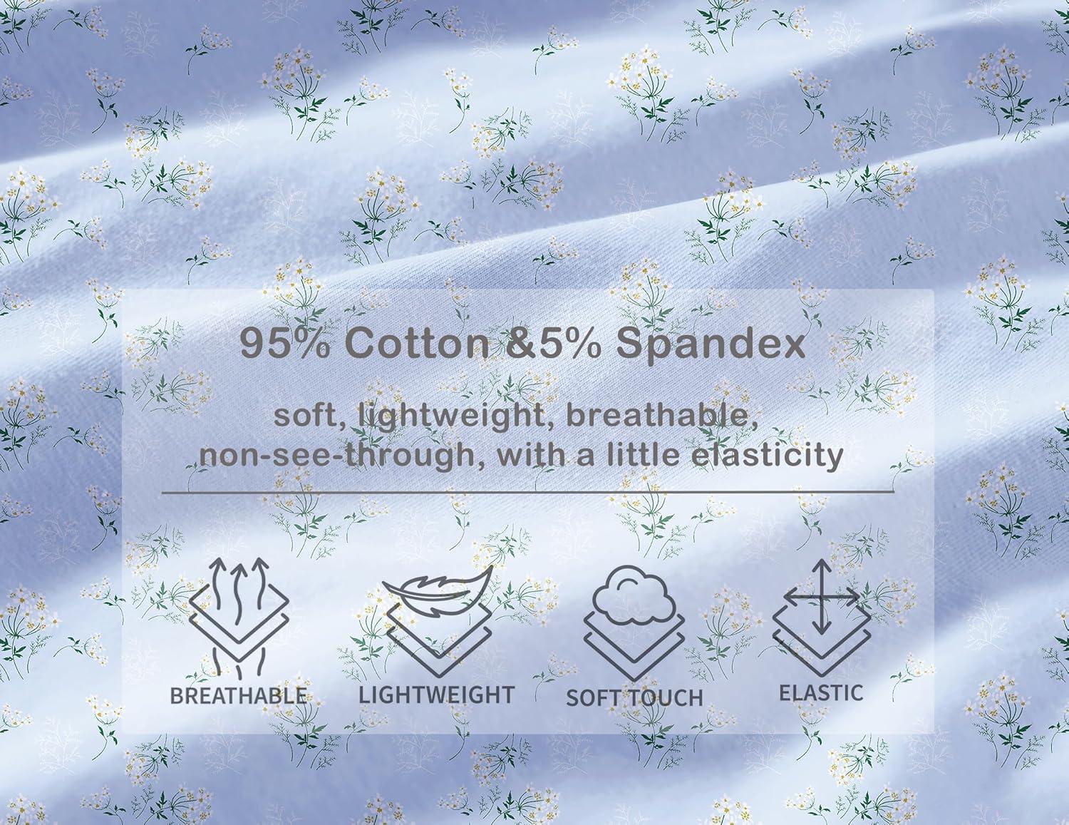 image:imageEkouaer Cotton Nightgowns for Women Vintage Victorian Nightgown Short Sleeve Lace Night Gown Long Nightdress Soft NightshirtBlue Flowers