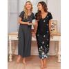 image:imageEkouaer 3 Pack Long Nightgowns for Women Plus Size Moo Moos Short Sleeve House Dress Button Night Gown Soft Sleepwear S5XLBlack ButterflyBlackDark Grey