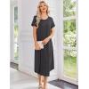 image:imageEkouaer 3 Pack Long Nightgowns for Women Plus Size Moo Moos Short Sleeve House Dress Button Night Gown Soft Sleepwear S5XLBlack ButterflyBlackDark Grey