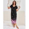 image:imageEkouaer 3 Pack Long Nightgowns for Women Plus Size Moo Moos Short Sleeve House Dress Button Night Gown Soft Sleepwear S5XLBlack FloralLight PurpleBlack