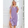 image:imageEkouaer 3 Pack Long Nightgowns for Women Plus Size Moo Moos Short Sleeve House Dress Button Night Gown Soft Sleepwear S5XLBlack FloralLight PurpleBlack