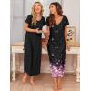 image:imageEkouaer 3 Pack Long Nightgowns for Women Plus Size Moo Moos Short Sleeve House Dress Button Night Gown Soft Sleepwear S5XLBlack FloralLight PurpleBlack