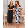 image:imageEkouaer 3 Pack Long Nightgowns for Women Plus Size Moo Moos Short Sleeve House Dress Button Night Gown Soft Sleepwear S5XLBlack FlowersWine RedBlack