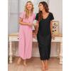 image:imageEkouaer 3 Pack Long Nightgowns for Women Plus Size Moo Moos Short Sleeve House Dress Button Night Gown Soft Sleepwear S5XLBlackLeopardPink