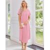 image:imageEkouaer 3 Pack Long Nightgowns for Women Plus Size Moo Moos Short Sleeve House Dress Button Night Gown Soft Sleepwear S5XLBlackLeopardPink