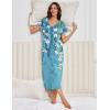 image:imageEkouaer 3 Pack Long Nightgowns for Women Plus Size Moo Moos Short Sleeve House Dress Button Night Gown Soft Sleepwear S5XLBlue FloralBlackLeopard