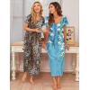 image:imageEkouaer 3 Pack Long Nightgowns for Women Plus Size Moo Moos Short Sleeve House Dress Button Night Gown Soft Sleepwear S5XLBlue FloralBlackLeopard