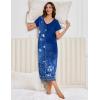 image:imageEkouaer 3 Pack Long Nightgowns for Women Plus Size Moo Moos Short Sleeve House Dress Button Night Gown Soft Sleepwear S5XLBlue FloralWine RedBlack