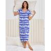 image:imageEkouaer 3 Pack Long Nightgowns for Women Plus Size Moo Moos Short Sleeve House Dress Button Night Gown Soft Sleepwear S5XLBlue StripedBlue FlowerWhite Flower