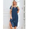 image:imageEkouaer 3 Pack Long Nightgowns for Women Plus Size Moo Moos Short Sleeve House Dress Button Night Gown Soft Sleepwear S5XLDark GreyBlueBlack
