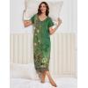 image:imageEkouaer 3 Pack Long Nightgowns for Women Plus Size Moo Moos Short Sleeve House Dress Button Night Gown Soft Sleepwear S5XLGreen FloralDark GreyBlack