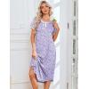 image:imageEkouaer 3 Pack Long Nightgowns for Women Plus Size Moo Moos Short Sleeve House Dress Button Night Gown Soft Sleepwear S5XLLeopardPurple FloralBlue Dog Footprints