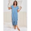 image:imageEkouaer 3 Pack Long Nightgowns for Women Plus Size Moo Moos Short Sleeve House Dress Button Night Gown Soft Sleepwear S5XLLigth Blue FloralBlackBlue Green