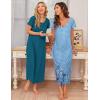 image:imageEkouaer 3 Pack Long Nightgowns for Women Plus Size Moo Moos Short Sleeve House Dress Button Night Gown Soft Sleepwear S5XLLigth Blue FloralBlackBlue Green