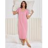 image:imageEkouaer 3 Pack Long Nightgowns for Women Plus Size Moo Moos Short Sleeve House Dress Button Night Gown Soft Sleepwear S5XLPinkBlue StarBlack