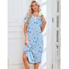 image:imageEkouaer 3 Pack Long Nightgowns for Women Plus Size Moo Moos Short Sleeve House Dress Button Night Gown Soft Sleepwear S5XLPinkBlue StarBlack