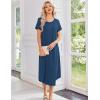 image:imageEkouaer 3 Pack Long Nightgowns for Women Plus Size Moo Moos Short Sleeve House Dress Button Night Gown Soft Sleepwear S5XLPurpleBlackBlue