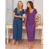 image:imageEkouaer 3 Pack Long Nightgowns for Women Plus Size Moo Moos Short Sleeve House Dress Button Night Gown Soft Sleepwear S5XLPurpleBlackBlue