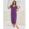 image:imageEkouaer 3 Pack Long Nightgowns for Women Plus Size Moo Moos Short Sleeve House Dress Button Night Gown Soft Sleepwear S5XLPurpleBlackBlue Green Floral