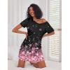 image:imageEkouaer 3 Pack Nightgowns for Women Short Sleeve Sleep Shirts T Shirt Night Gown V Neck Nightshirts Soft Sleepwear DressBlackCherry BlossomsFloral Green