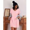image:imageEkouaer 3 Pack Nightgowns for Women Short Sleeve Sleep Shirts T Shirt Night Gown V Neck Nightshirts Soft Sleepwear DressBlackCherry BlossomsPink