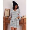 image:imageEkouaer 3 Pack Nightgowns for Women Short Sleeve Sleep Shirts T Shirt Night Gown V Neck Nightshirts Soft Sleepwear DressBlackDark GreyLight Grey Stripes
