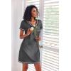 image:imageEkouaer 3 Pack Nightgowns for Women Short Sleeve Sleep Shirts T Shirt Night Gown V Neck Nightshirts Soft Sleepwear DressBlackDark GreyLight Grey Stripes