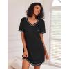 image:imageEkouaer 3 Pack Nightgowns for Women Short Sleeve Sleep Shirts T Shirt Night Gown V Neck Nightshirts Soft Sleepwear DressBlackGreyCherry Blossoms