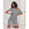 image:imageEkouaer 3 Pack Nightgowns for Women Short Sleeve Sleep Shirts T Shirt Night Gown V Neck Nightshirts Soft Sleepwear DressBlackGreyMoon Star