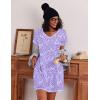 image:imageEkouaer 3 Pack Nightgowns for Women Short Sleeve Sleep Shirts T Shirt Night Gown V Neck Nightshirts Soft Sleepwear DressCoffee CupBlue PrintPurple Stars