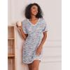 image:imageEkouaer 3 Pack Nightgowns for Women Short Sleeve Sleep Shirts T Shirt Night Gown V Neck Nightshirts Soft Sleepwear DressCoffee CupBlue PrintPurple Stars