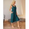 image:imageEkouaer Cotton Nightgowns for Women Long Sleeveless Nightgown Victorian Sleep Dress with Pockets Night Shirt Lounge DressBlue Green