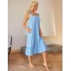 image:imageEkouaer Cotton Nightgowns for Women Long Sleeveless Nightgown Victorian Sleep Dress with Pockets Night Shirt Lounge DressLight Blue