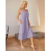 image:imageEkouaer Cotton Nightgowns for Women Long Sleeveless Nightgown Victorian Sleep Dress with Pockets Night Shirt Lounge DressLight Purple