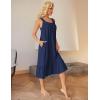 image:imageEkouaer Cotton Nightgowns for Women Long Sleeveless Nightgown Victorian Sleep Dress with Pockets Night Shirt Lounge DressNavy Blue