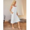 image:imageEkouaer Cotton Nightgowns for Women Long Sleeveless Nightgown Victorian Sleep Dress with Pockets Night Shirt Lounge DressWhite